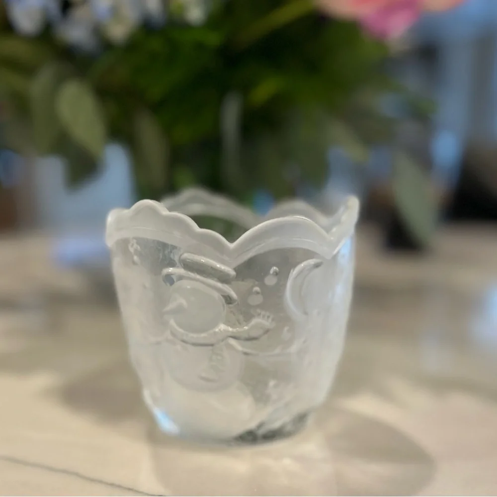 Crystal snow village decor votive holder or candy holder